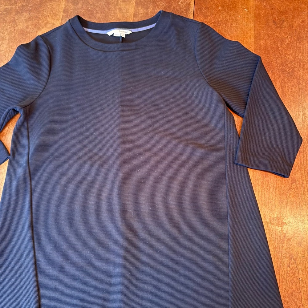 Boden Dress Womens 12R Navy Blue Ottoman Ribbed Shift 3/4 Sleeve WW110 A-Line